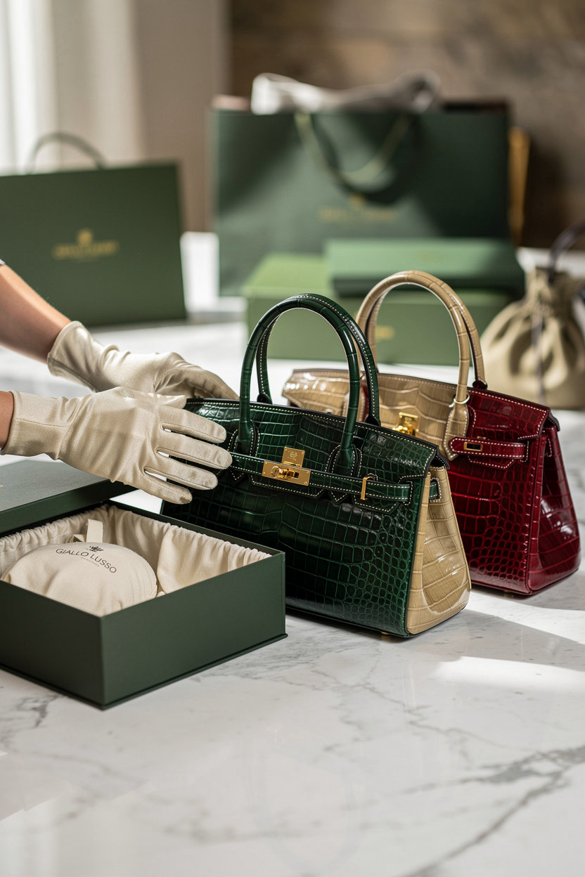 Giallo Lusso limited edition luxury handbag collection - exclusive numbered pieces in premium crocodile leather